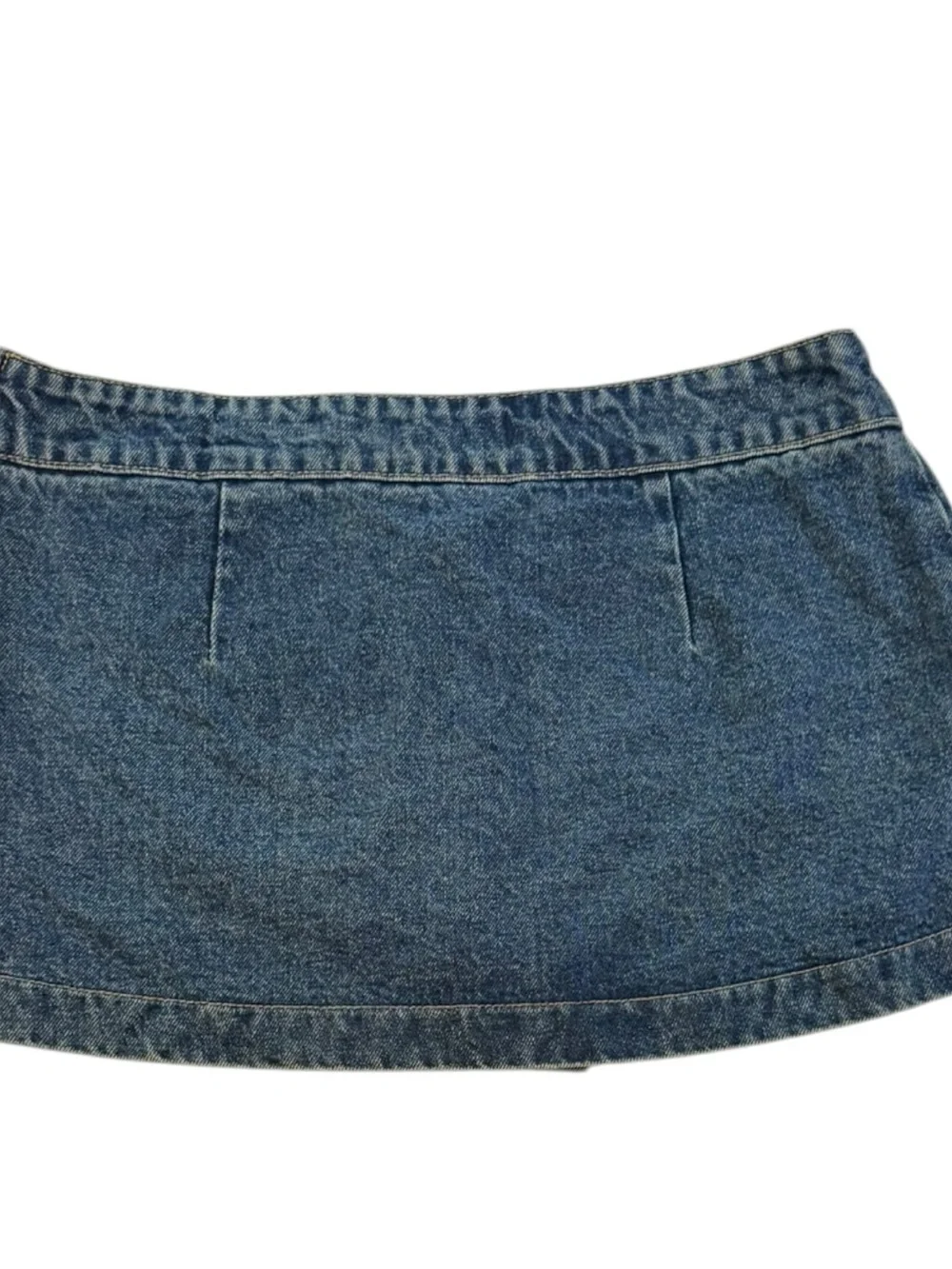 Edikted Denim Mini Skort Blue Wrap Skirt Shorts Y2K Low Rise - Picture 3 of 9